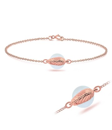 Rose Gold Plated White Pearl Cover by Leaf Silver Bracelet BRS-217-RO-GP